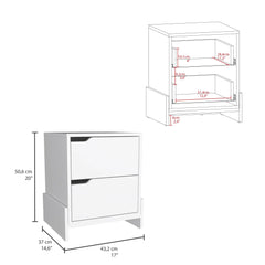 Vertex Nightstand, Bedside Table with 2-Drawers
