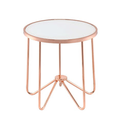 Aurora Gold Finish End Table Round Frosted Glass Top Modern Living Room Furniture 1pc Classy Side Table
