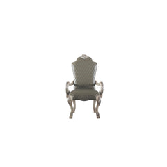 Chronos Synthetic Leather &Vintage Bone White Finish Arm Chair (Set of 2)