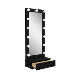 REVELATION BLACK NARROW TALL MIRROR WITH SPEAKER AND DRAWER