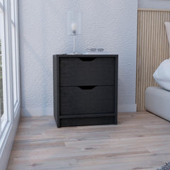 Utopia 2 Drawers Nightstand , End Table, Side Table Pull Out System -Black