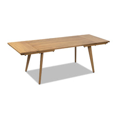 Prometheus 59-90.5" Solid Oak Wood 4-6 Seat Extendable Leaf Dining Table, Natural Brown Red Oak
