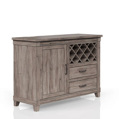 Rustic Gray Dining Server Wine  Cabinet and Drawer Storage