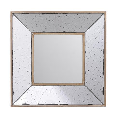 Aurora 12 Inch Square Wall Mirror, 3 Dimensional, Speckled Off White and Brown
