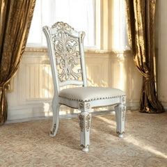 Eternity Synthetic Leather & Antique Pearl Finish Side Chair (Set of 2)