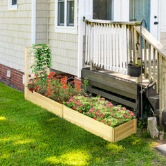 Wood Planter Box with Trellis for Climbing Plants, Raised Garden Bed for Outdoor Flowers Herbs, 91"x24"x43", Natural