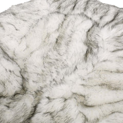 Uranus 5 Foot Rounded Short Faux Fur Bean Bag, White and Gray