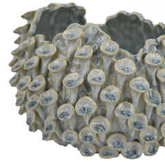 Tiara Decorative Bowl, Light Blue, Textured Coral Gray Ceramic, 11 Inch