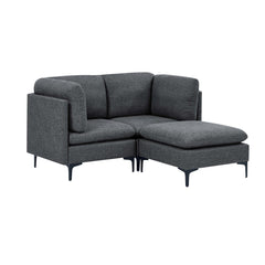 Linen Upholstered Modular Sectional with Metal Legs