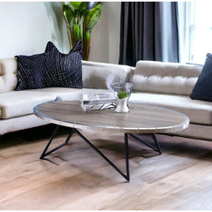 Galaxy Weathered Gray Oak & Metal Finish Coffee Table