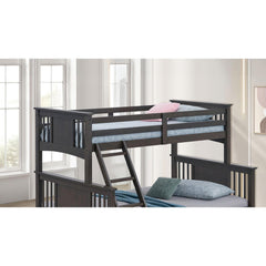 Modern Transitional Style Twin Over Full Bunk Bed With Ladder And Grey Mix Finish