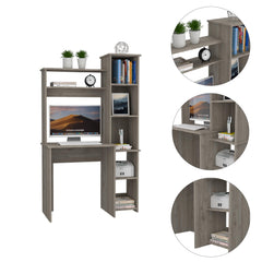 Valhalla Writintg Desk, Two Superior Shelves, Five Cubbies -Light Gray