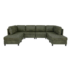 Faux Leather Fabric Upholstered Modular Sectional