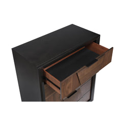 Neptune Traditional Style 5-Drawer Chest Made with Wood in Walnut