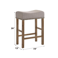 Crown II Tan Linen & Weathered Oak Finish Counter Height Stool (Set of 2)