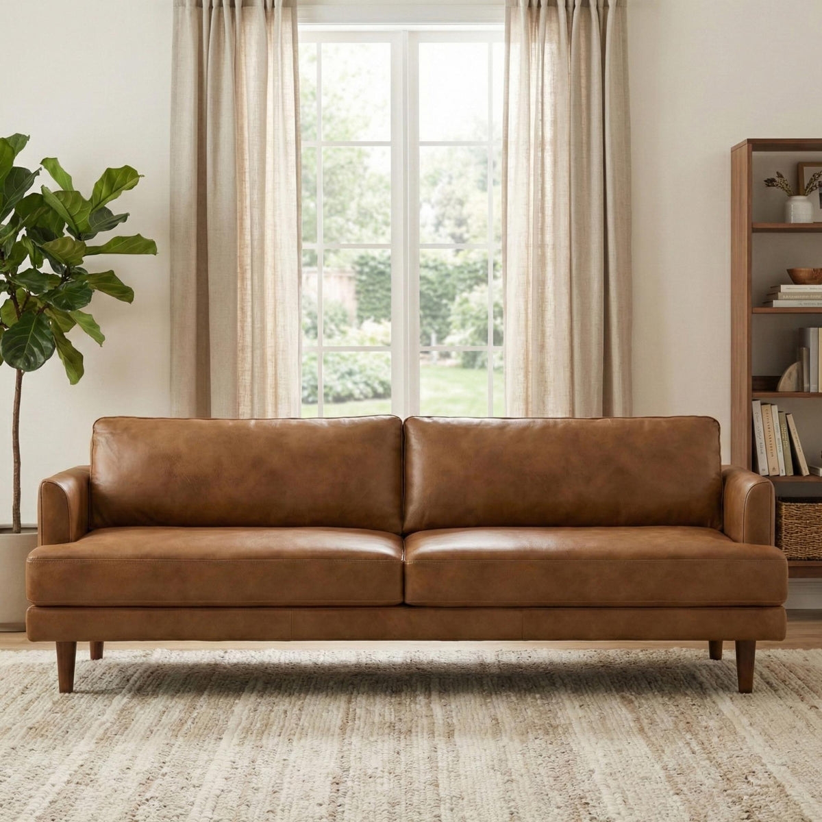 Rhea - 90" Sofa - Caramel Brown