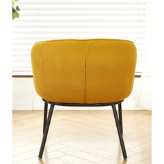Modern Corduroy Accent Chair, Upholstered Armchair with Metal Legs, Mid-Century Barrel Chair for Living Room Bedroom, Easy Assembly