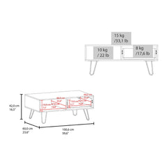 Jason 39" Wide Coffee Table with One Drawer, One Shelf, Rectangular, Living Room White - NAtural Oak