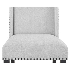 Modern Look 2pc Light Gray Finish Side Chair Fabric Full Back Upholstered Seat Back Wing Black Finish Nailhead Trim Accent Dining Room Wooden Furniture