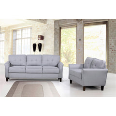 Light Grey Loveseat Sofa, 2-Seater Couch, Mid-Century Upholstered Sofa for Living Room