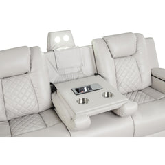 WALTZ LED & Power Reclining Sofa Made With Faux Leather in Ice