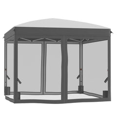 10' x 10' Pop Up Canopy Tent with Netting, Instant Sun Shelter, Tents for Parties, Height Adjustable, with Wheeled Carry Bag and 4 Sand Bags for Outdoor, Garden, Patio, Gray