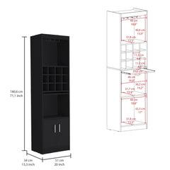 Infinity 71-Inch Tall Bar Cabinet 5-Tier Modern Bar Cabinet with Glass Holder Stemware Rack, Wine Cabinet, Liquor Cabinet, 12 Bottle Cubbies, 5 Shelves, and Pull Out Tray