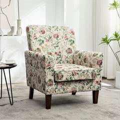 Haven Polyester Blend Armchair, Solid Birch Wood Frame with Brown Tapered Legs, Foam Padded Accent Chair with Trim Detail for Living Room Office