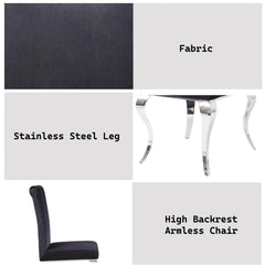 Apex Black Fabric & Stainless Steel Side Chair (Set of 2)