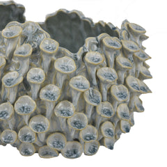 Tiara Decorative Bowl, Light Blue, Textured Coral Gray Ceramic, 11 Inch
