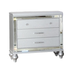 Utopia Modern Style Mirror Framed 3-Drawer Nightstand Made with Wood in Silver