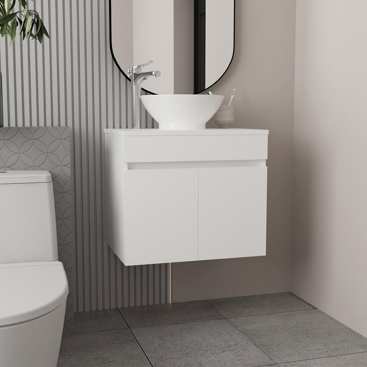 Aeneas Sink Vanity Manchester, Two Drawers and Open Shelf, White