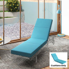 Chaise Lounge Cushion, 4" Thick Outdoor Lounge Chair Cushion with Ties for Patio, 21" x 72 ", Blue