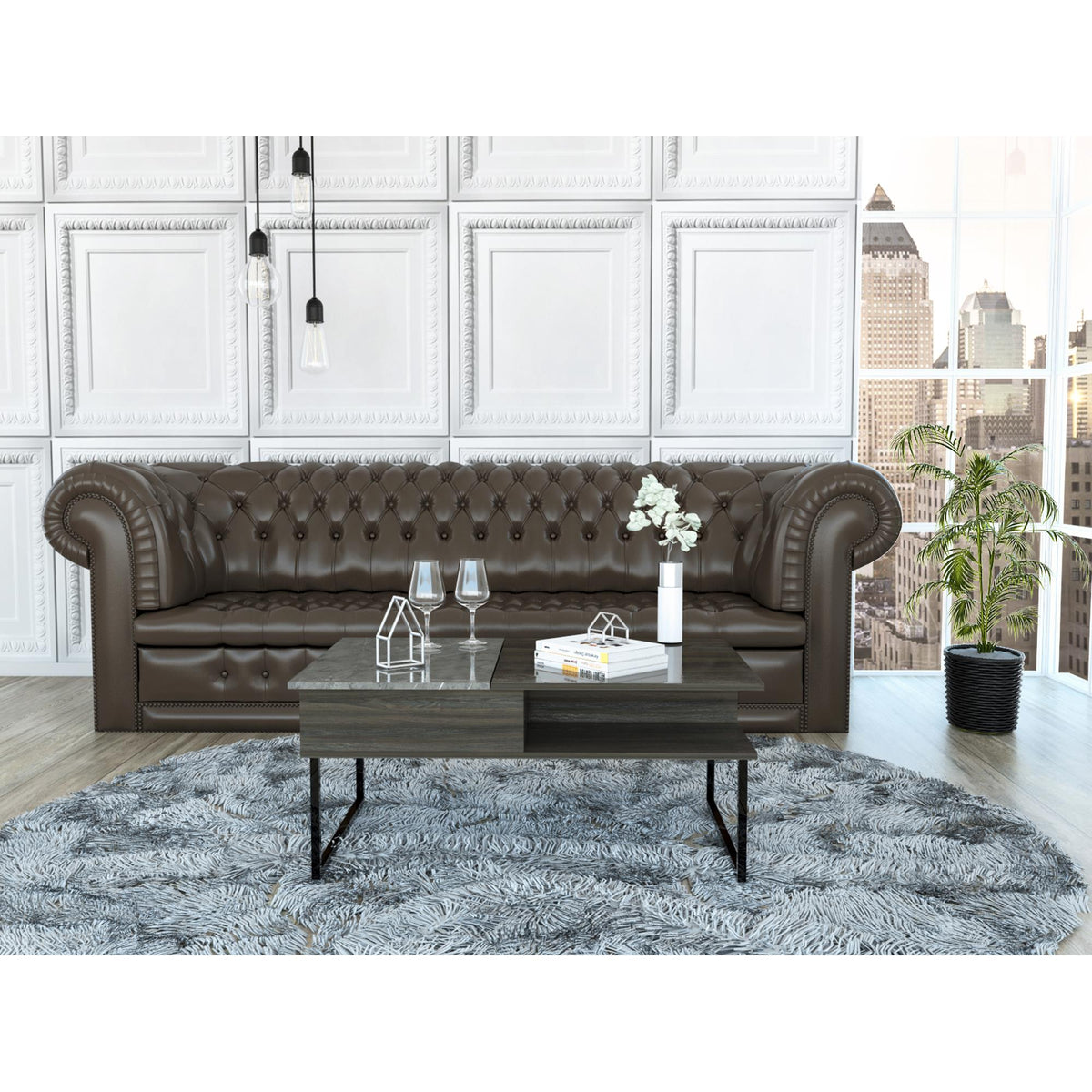 Lyra Lift Top Coffee Table, One Shelf -Espresso / Onyx