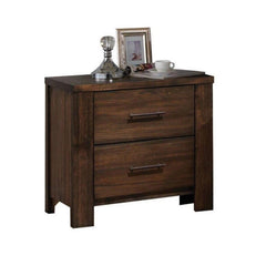 Classic Oak Finish Nightstand with Two Drawers Wooden Bedroom Furniture 1pc