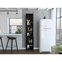 Hephaestus Pantry, Four Legs, Three Interior Shelves, Two Shelves, Two Cabinets -Black