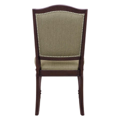 Dark Cherry Finish Dining Chairs Set of 2 Upholstered Seat and Back Nailhead Trim Wooden Furniture Side Chairs Set