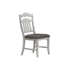 Contemporary Antique White Side Chairs Upholstered Cushion Seat Ladder Back 2pc Dining Chairs