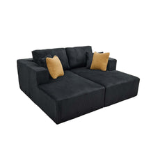 Full Compressed Corduroy Upholstered Double Chaises Loveseat - No Assembly Needed