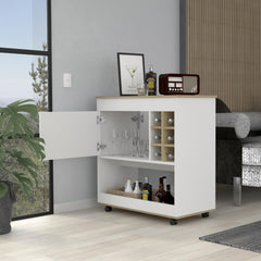 Armageddon 1-Shelf 6-Bottle Bar Cart Light Oak and White