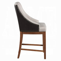 Traditional Luxury Upholstered Counter Height Chairs Set of 2 Sloped Arms Nailhead Trim Stylish Formal Dining Furniture
