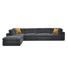 Coffee Bean Like Upholstery Full Compressed Modular Sectional with Toss Pillows