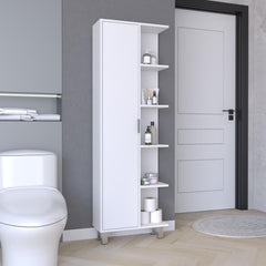 Priam Linen 63-inch High Bathroom Cabinet Storage Cabinet with Four Open Shelves