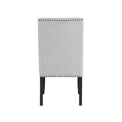 Orion Dining Side Chair Set of 2, Light Gray Cotton Polyester, Black Legs