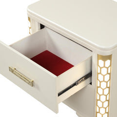 Lyric Nightstand with side LED lightning made with Wood in Beige