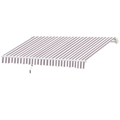 10' x 8' Retractable Awning, Patio Awnings, Sunshade Shelter w/ Manual Crank Handle, UV & Water-Resistant Fabric and Aluminum Frame for Deck, Balcony, Yard, Coffee Stripes