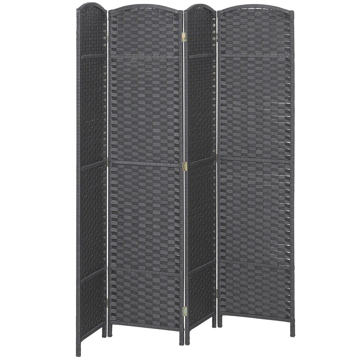 Folding Room Divider Screen 4 Panel 5.6 ' Tall Privacy Screen Freestanding Room Partition for Home Office, Charcoal Gray