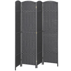 Folding Room Divider Screen 4 Panel 5.6 ' Tall Privacy Screen Freestanding Room Partition for Home Office, Charcoal Gray