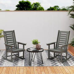 2 Pieces Outdoor Rocking Chairs, HDPE Patio Rockers with 28" High Back, Wide Armrests for Porch Backyard, Dark Gray