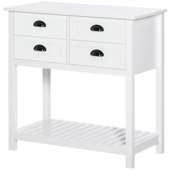 Sideboard Buffet Cabinet with Storage, Modern Coffee Bar Cabinet with 4 Drawers and Slatted Bottom Shelf, Console Table for Kitchen, Living Room, Dining Room, Hallway, White